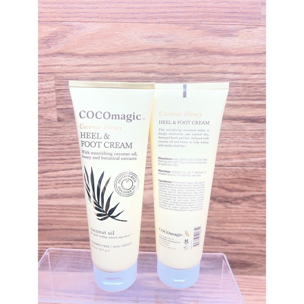 Lot Of 2 COCOmagic Coconut Honey Heel & Foot Cream 8 Fl Oz - Paraben Free